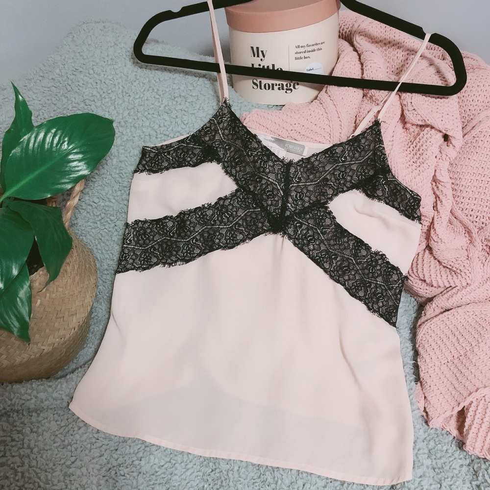 Black & Nude Lace Cami